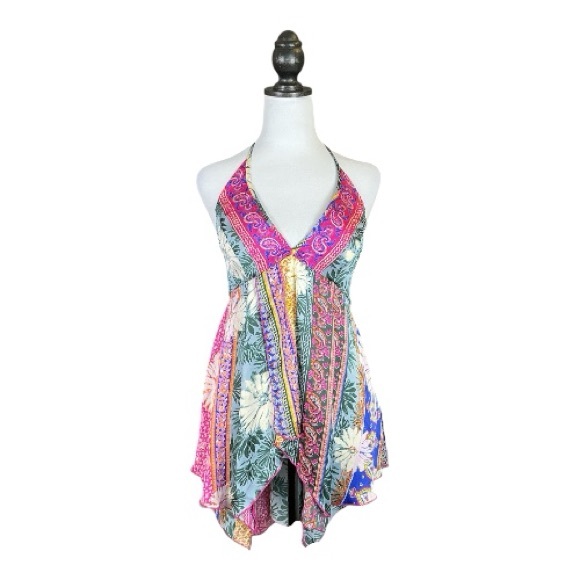 Urban Outfitters Silence + Noise NWT Multicolored Floral Paisley Halter Top XL - Picture 2 of 9